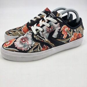 CONVERSE CONS ZAKIM OX SNEAKERS WOMENS SIZE 9.5 MENS 8 LOW BLACK FLORAL TROPICAL
